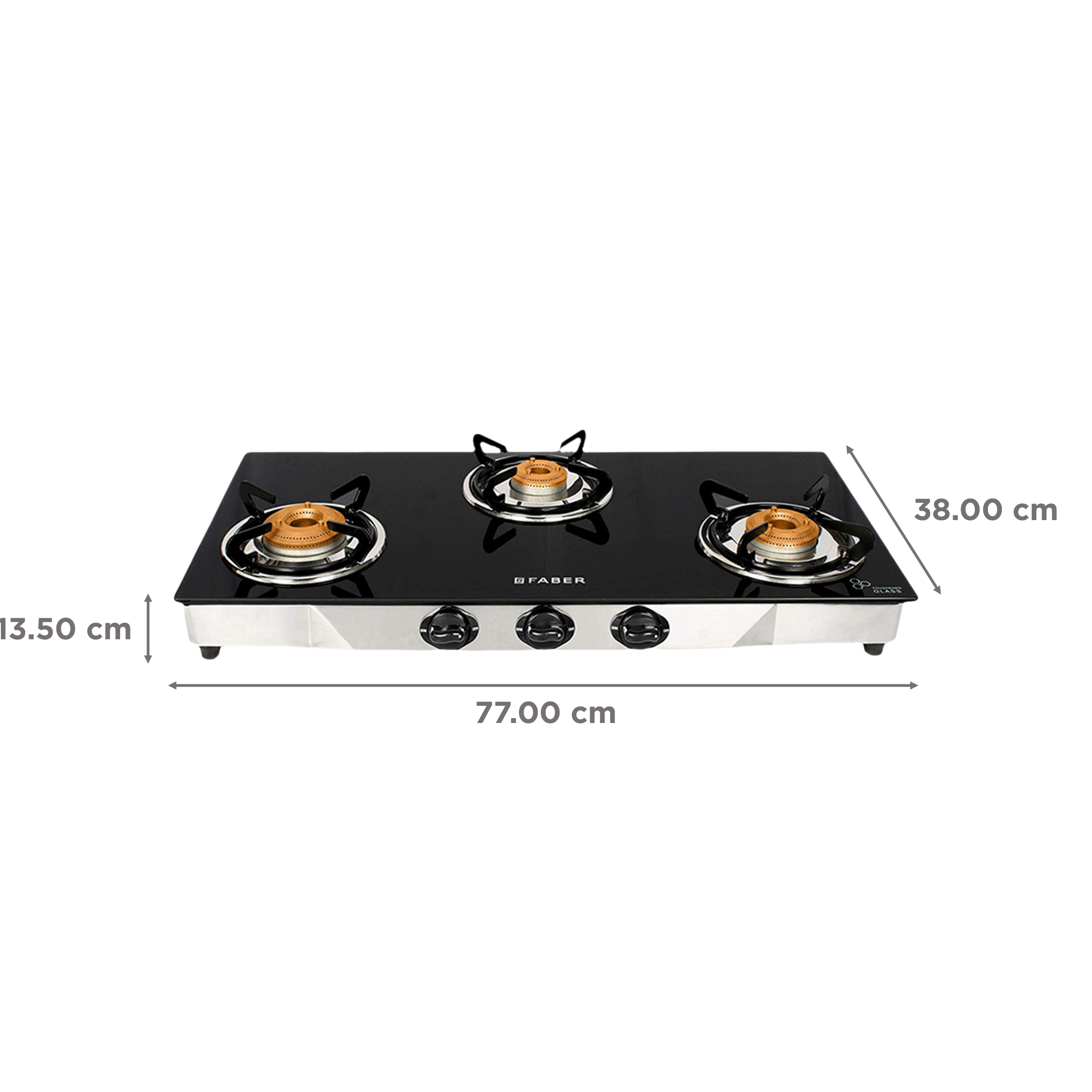 Buy Faber Jumbo 3BB SS Toughened Glass Top 3 Burner Manual Gas